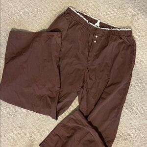 Aerie Pinstripe & Lace “Pjyama” Pants